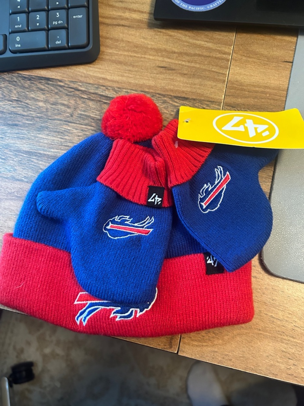47 Brand Buffalo Bills Kids Pom Beanie & Mittens Set - Blue & Red